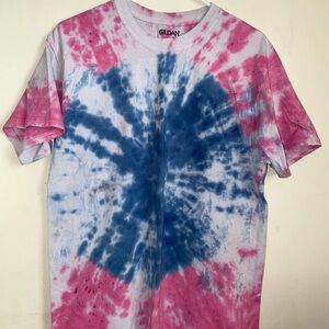 Unisex Gildan Pink and Blue Tie-Dye Tee